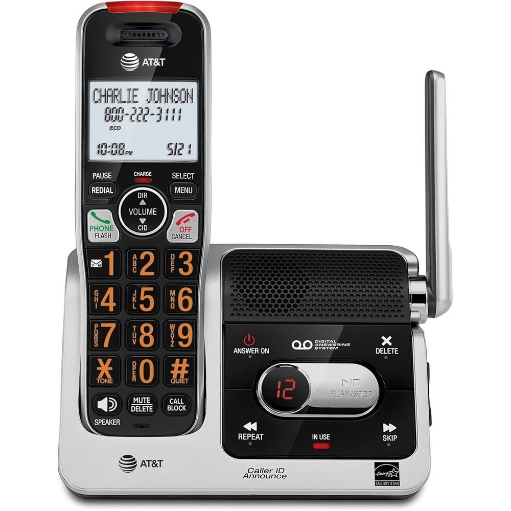 AT&T BL102 DECT 6.0 Cordless Phone Answering‎ Machine Call Blocking Silver